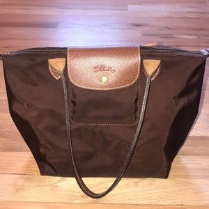 Brown Small Longchamp Le Pliage Shoulder Bag